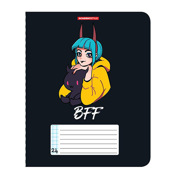 Тетрадь 24л А5 клетка "Девушки с питомцами"