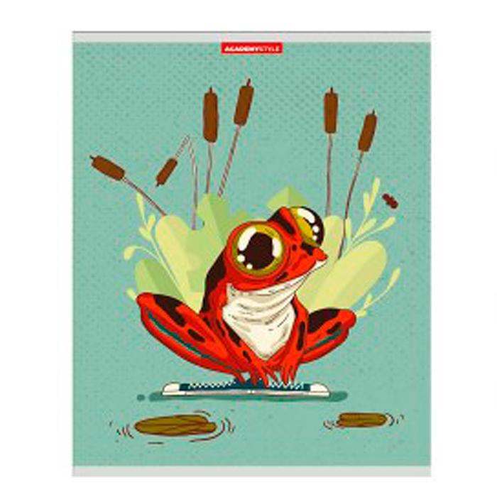 Фото к товару Тетрадь 48л. клетка А5 "Лягушка" металл пленка, выб УФ двойной Тетрадь 48л. клетка А5 "Лягушка" металл пленка, выб УФ двойной