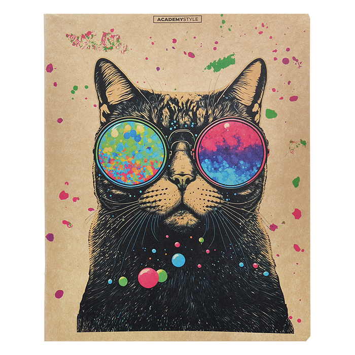 Тетрадь 48л. клетка "Коты в очках"