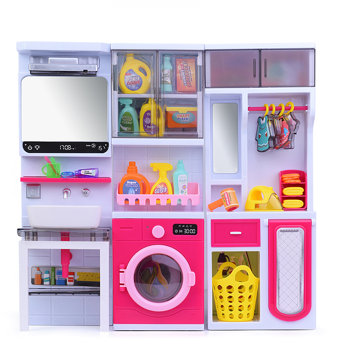 Фото к товару Набор мебели для кукол 818-332 "Постирочная" на батарейках, в коробке Набор мебели для кукол 818-332 "Постирочная" на батарейках, в коробке