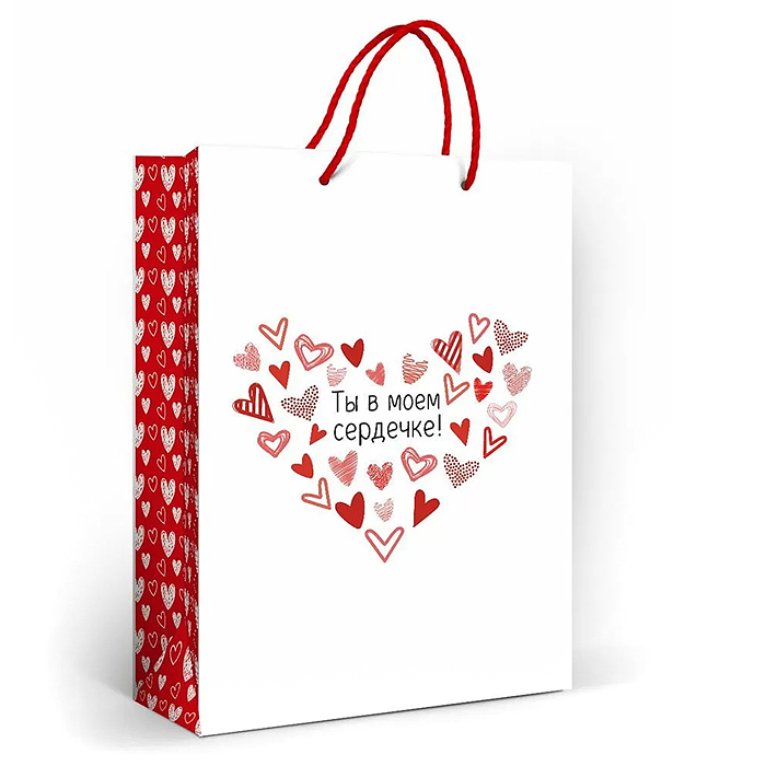 Пакет подарочный "Ты в моем сердечке!" (ML) Пакет подарочный "Ты в моем сердечке!" (ML)