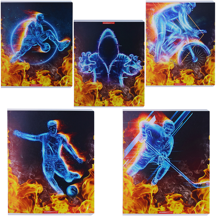 Тетрадь 48л, клетка "Пламенный спорт"