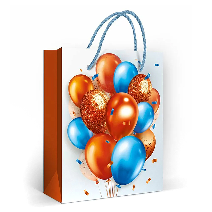 Пакет подарочный "Оранжевые шары" (S)