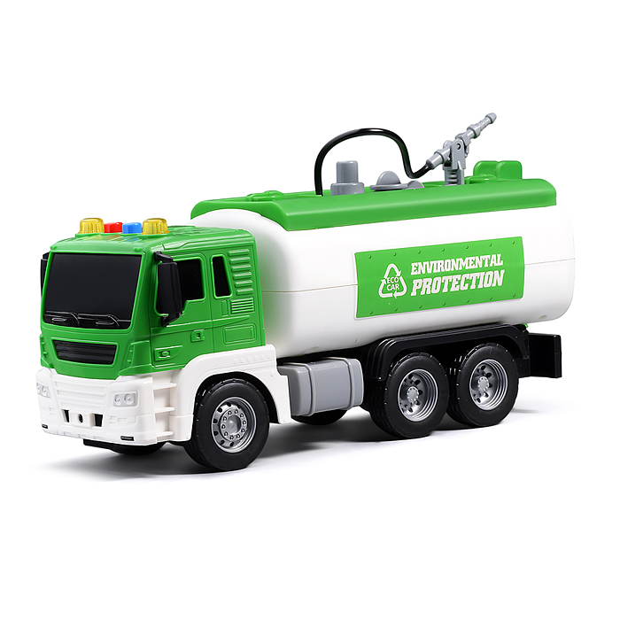 Машина JS111B "Цистерна" 1:16 (свет, звук, вода) в коробке (зеленый)