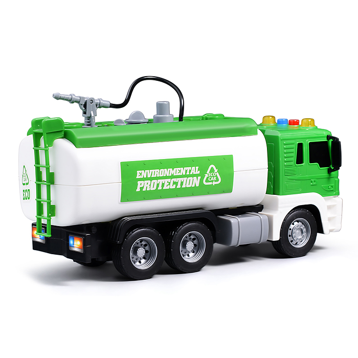 Машина JS111B "Цистерна" 1:16 (свет, звук, вода) в коробке (зеленый)