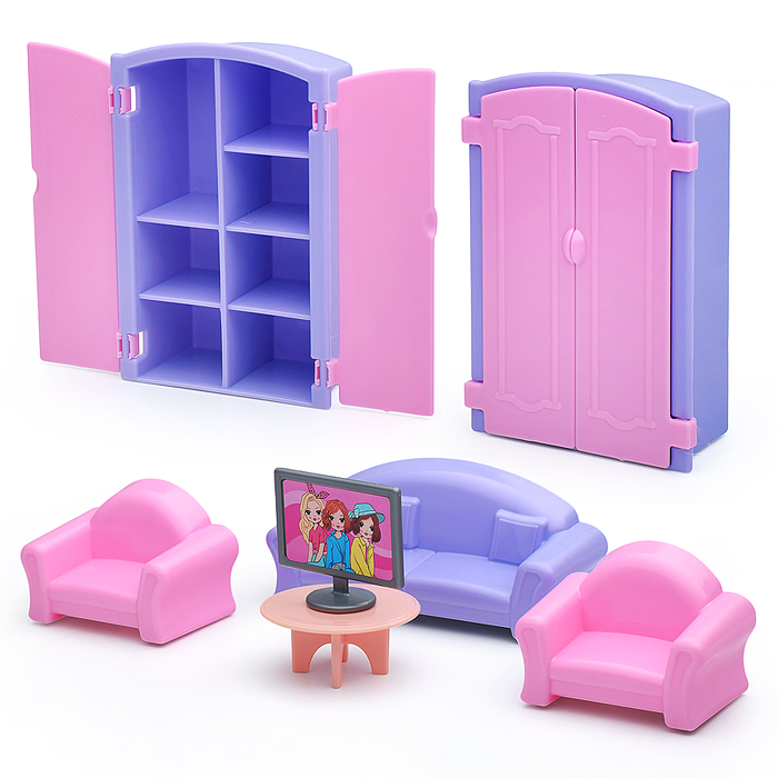 Набор мебели для кукол "Гостиная" (6 пред.) (европодвес) Набор мебели для кукол "Гостиная" (6 пред.) (европодвес)