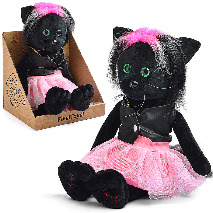 Кошка Фло в кожаной жилетке и юбке В27 