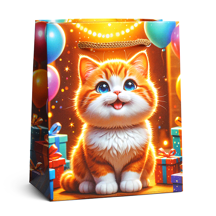 Пакет подарочный (S) "Рыжий котенок"