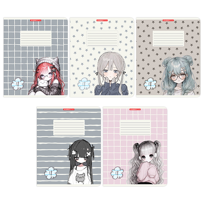 Тетрадь 18л А5 линия "Девочки подростки" скрепка Тетрадь 18л А5 линия "Девочки подростки" скрепка