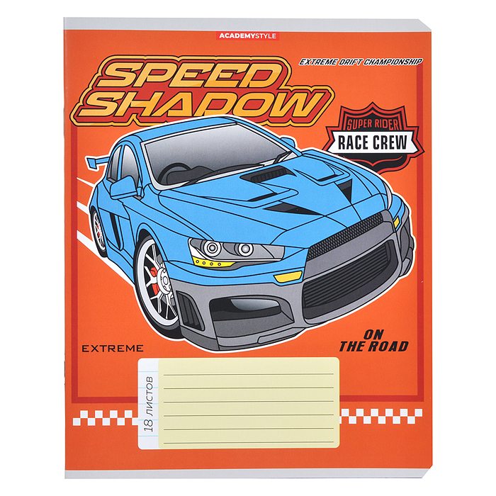 Тетрадь 18л А5 линейка "Спортивные машины"