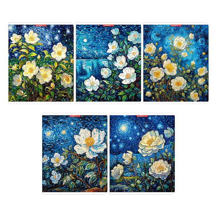 Тетрадь 48л А5 кл "Белый шиповник" софт-тач ламинация, тиснение фольгой,блок 60 г