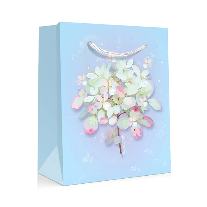 Пакет подарочный (S) "Гортензия нежная"