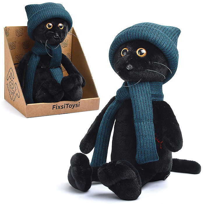 Кот Фикс в шапке с вышивкой В27 