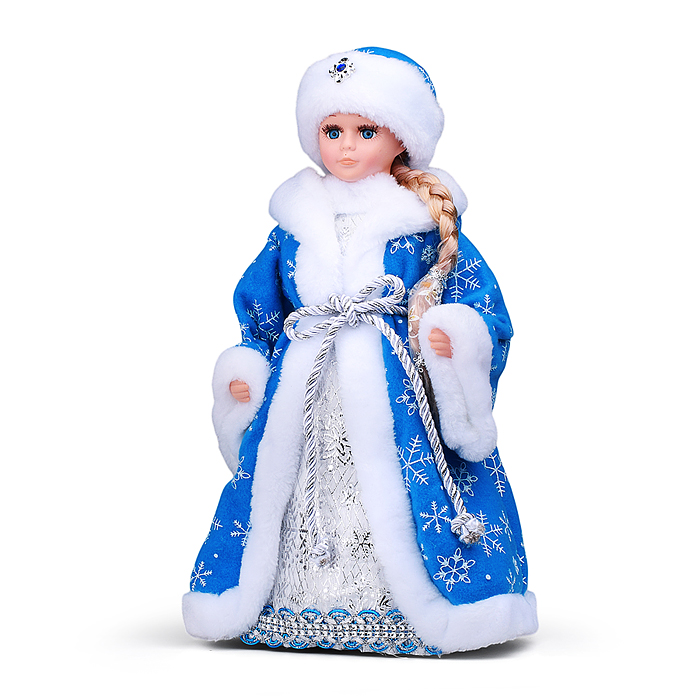 Фото к товару Сувенир "Внучка Деда Мороза" в голубой шубе со снежинками, 40см Сувенир "Внучка Деда Мороза" в голубой шубе со снежинками, 40см