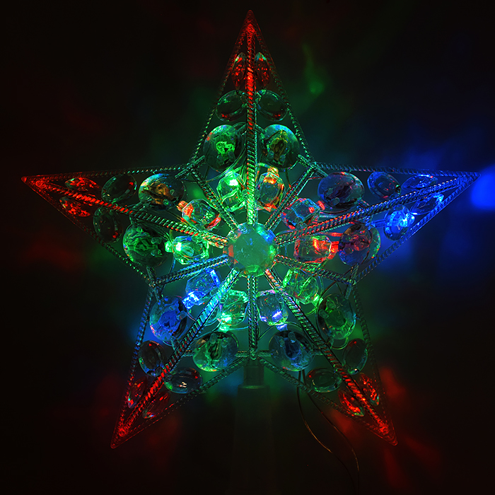 Электрогирлянда-наконечник S0954 "Звезда" светящаяся 18см, цветная