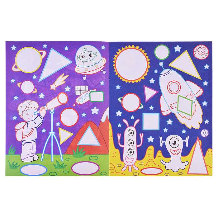 Фото к товару Раскраска для самых маленьких. Первые фигуры в космосе Раскраска для самых маленьких. Первые фигуры в космосе