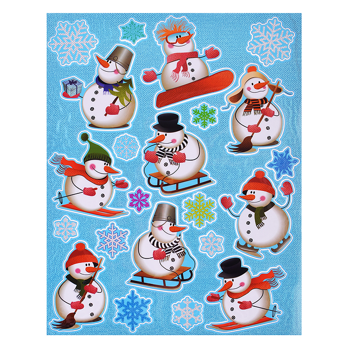 Наклейка для декора S1993 "Веселые снеговички" в пакете