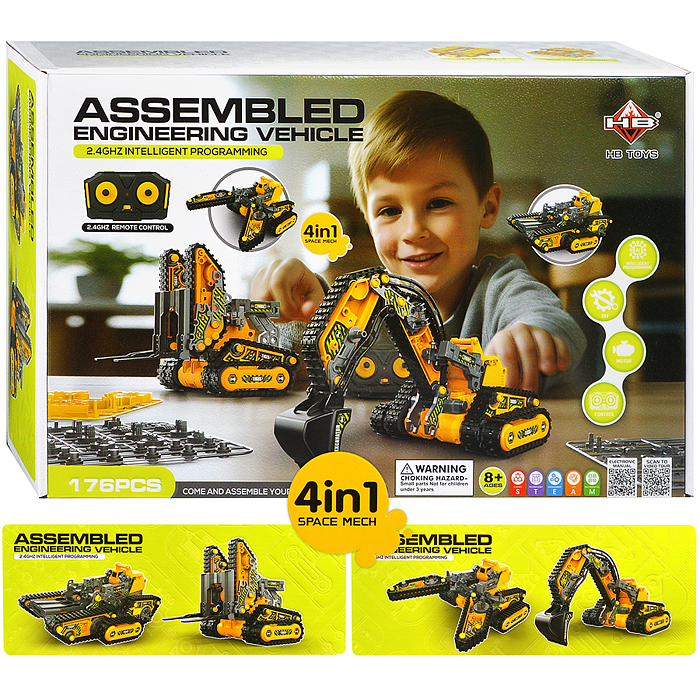 Конструктор SG01 "Строительная техника" 4в1, р/у, в коробке Конструктор SG01 "Строительная техника" 4в1, р/у, в коробке