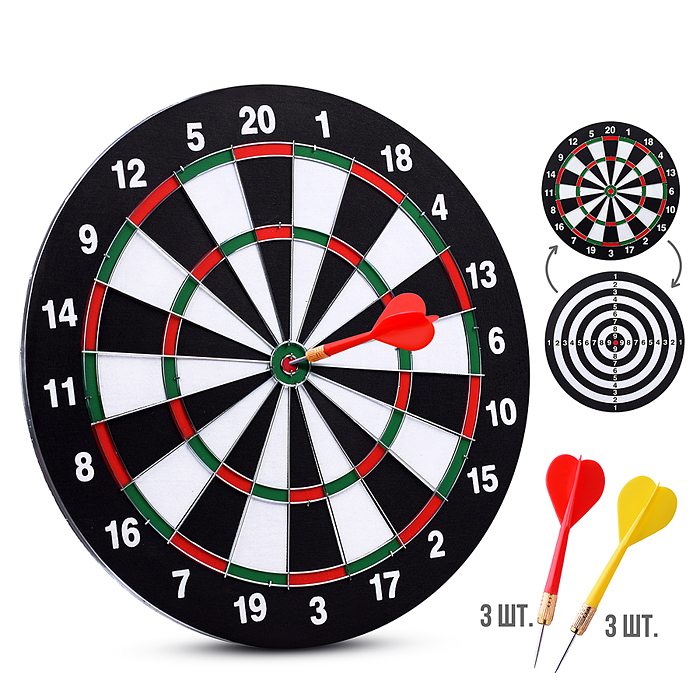 Дартс двусторонний с дротиками 17 "Точно в цель!" Дартс двусторонний с дротиками 17 "Точно в цель!"
