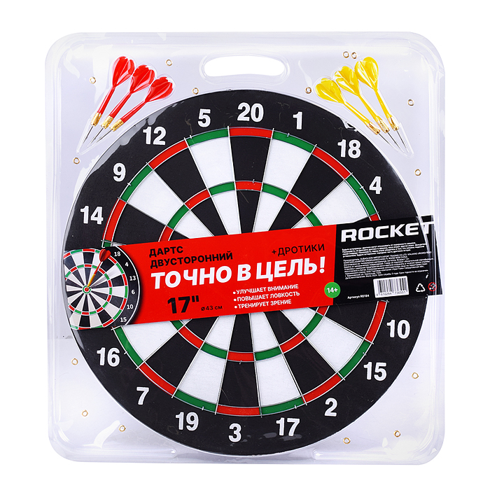 Дартс двусторонний с дротиками 17 "Точно в цель!"