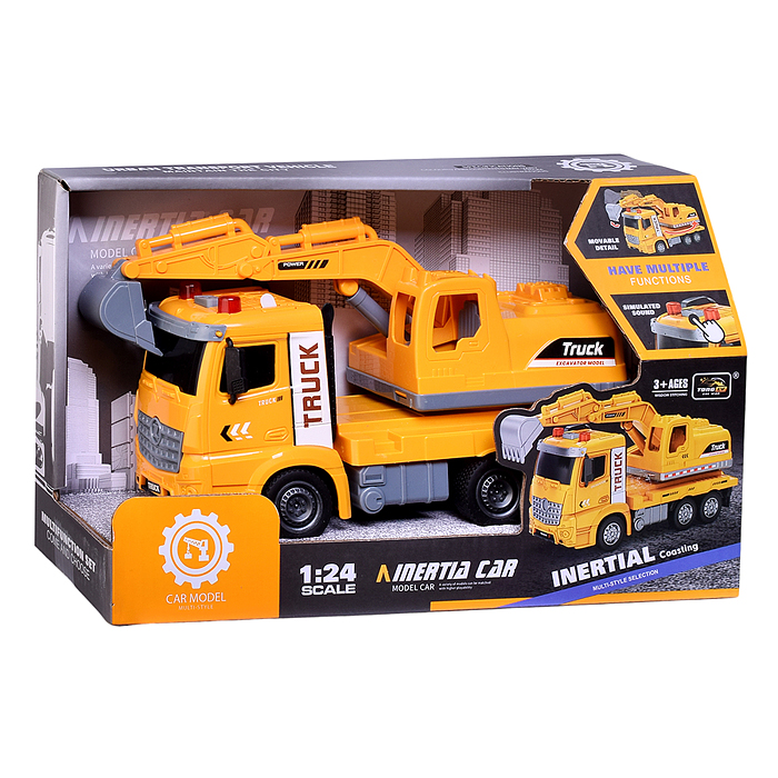 Машина ZH813-3 "Автокран" с ковшом, на батарейках, в коробке