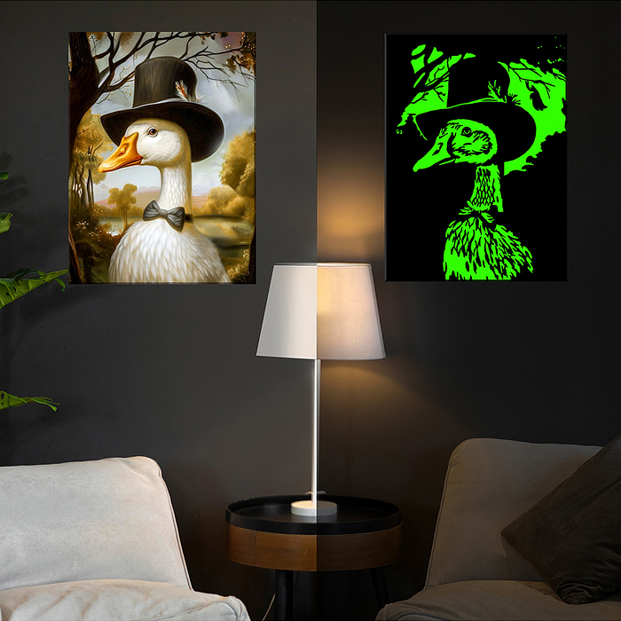 Картина по номерам 40х50 "Гусь-аристократ" со светящейся краской (19 цветов)