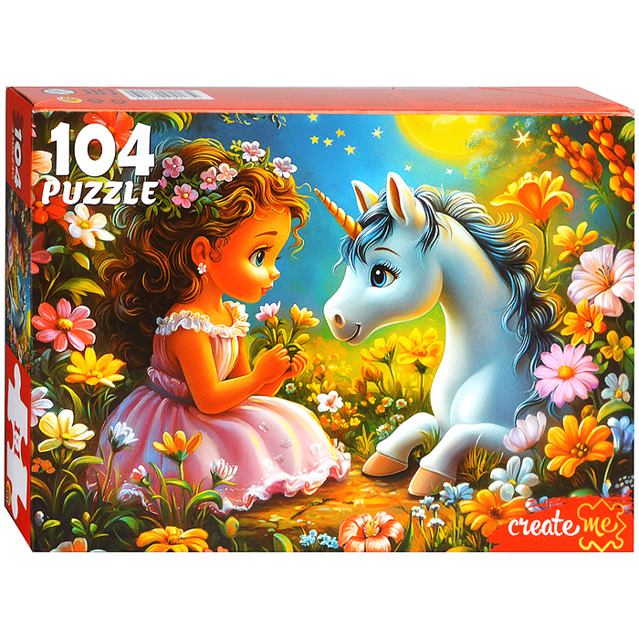 Пазлы 104 "Маленькая принцесса и единорог"