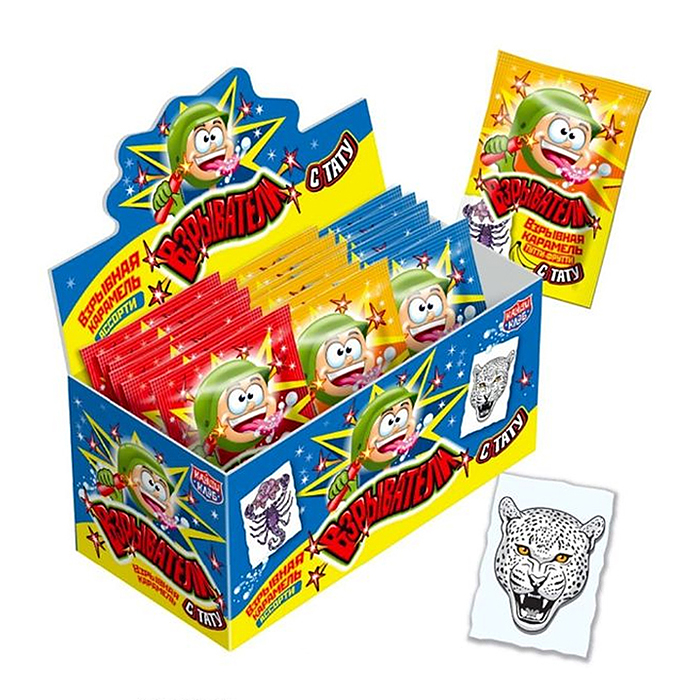 Взрывная карамель "Взрыватели" с татуировкой ассорти 2гр*50шт