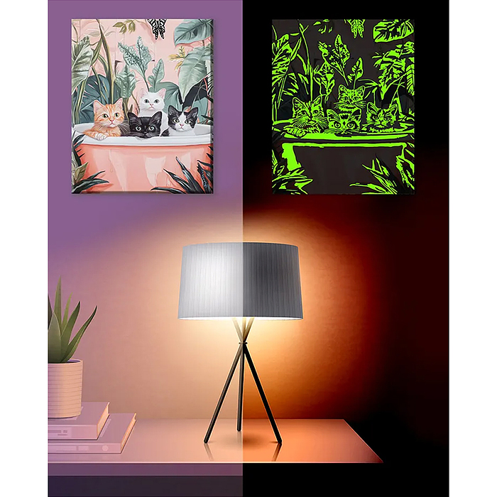 Картина по номерам со светящейся краской 30х40 "Купание котят" (24 цвета)