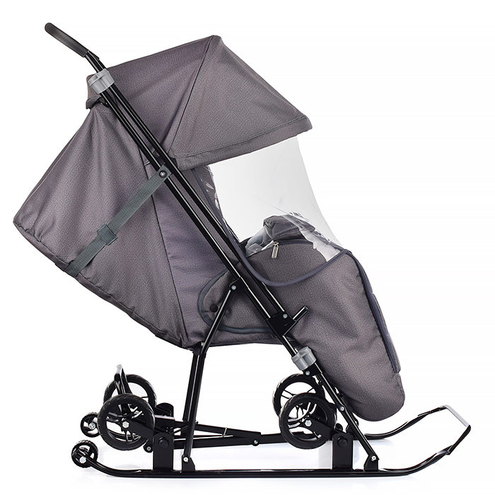 Фото к товару Санки-коляска Снежинка универсал-1 (серебро) Санки-коляска Снежинка универсал-1 (серебро)