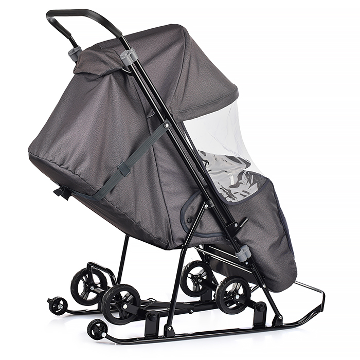 Фото к товару Санки-коляска Снежинка универсал-1 (серебро) Санки-коляска Снежинка универсал-1 (серебро)