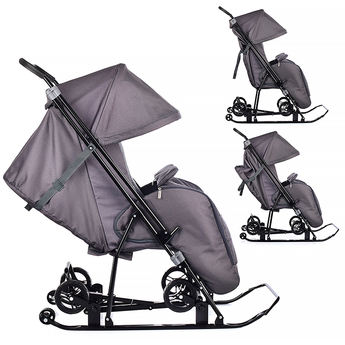 Фото к товару Санки-коляска Снежинка универсал-1 (серебро) Санки-коляска Снежинка универсал-1 (серебро)