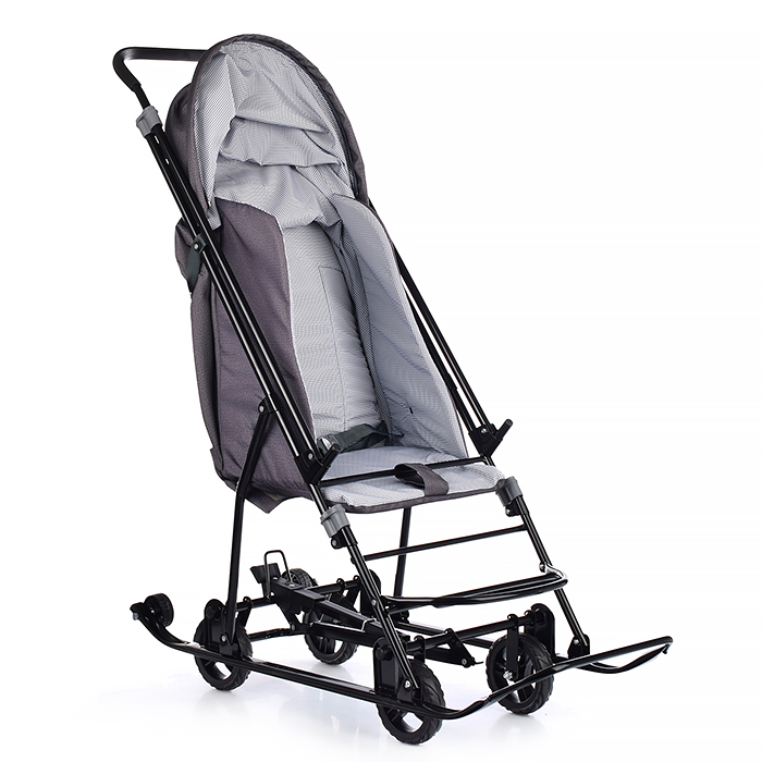 Фото к товару Санки-коляска Снежинка универсал-1 (серебро) Санки-коляска Снежинка универсал-1 (серебро)