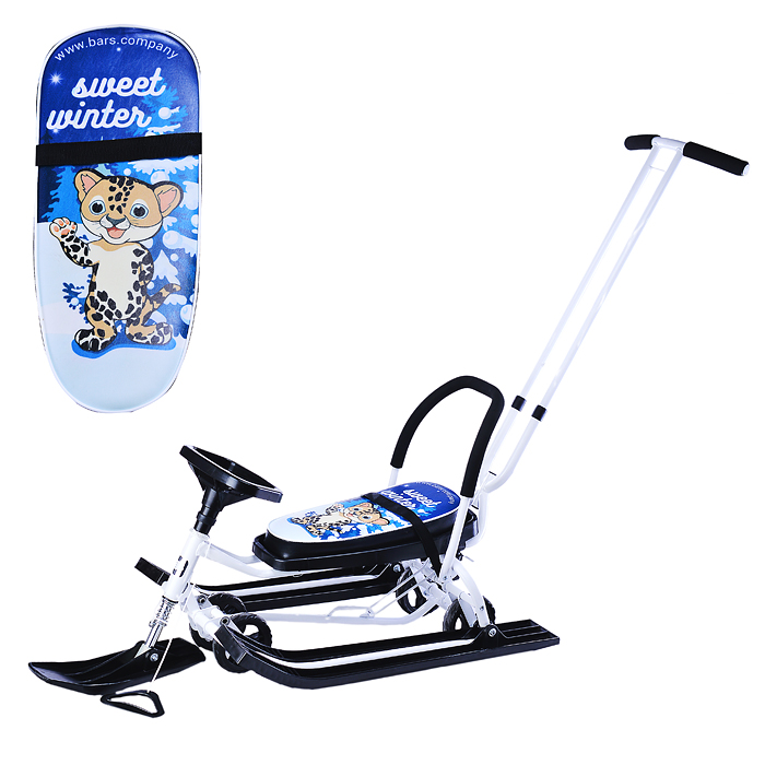 Игрушка Снегокат детский 111 "Mobile" с Т-образным толкателем и колесной базой (Sweet Winter белый)