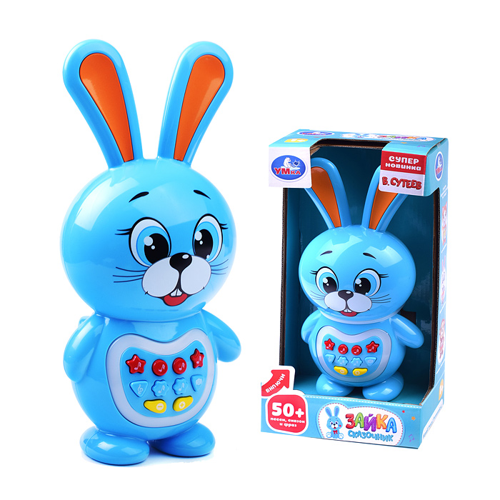 Зайчик сказочник Сутеев В. (50 песен, сказок и фраз, свет. на бат.) в коробке