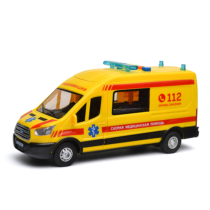 Машина пластик свет-звук Ford transit реанимация 22,5см, двери, 4 кноп