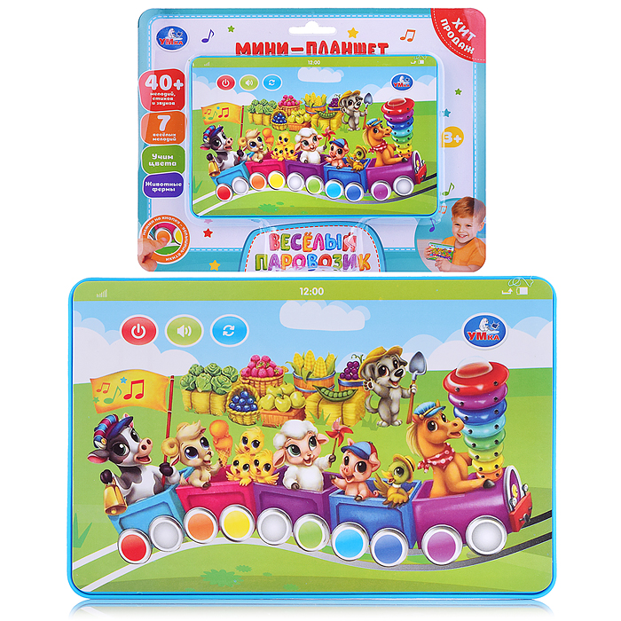 Мини планшет "Паровозик" 40+ мелодий стихов и звуков. на блист. Мини планшет "Паровозик" 40+ мелодий стихов и звуков. на блист.