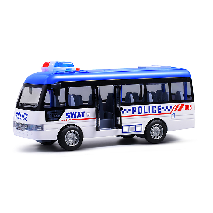 Машина YM-9906F "Полицейский автобус" на батарейках, в коробке
