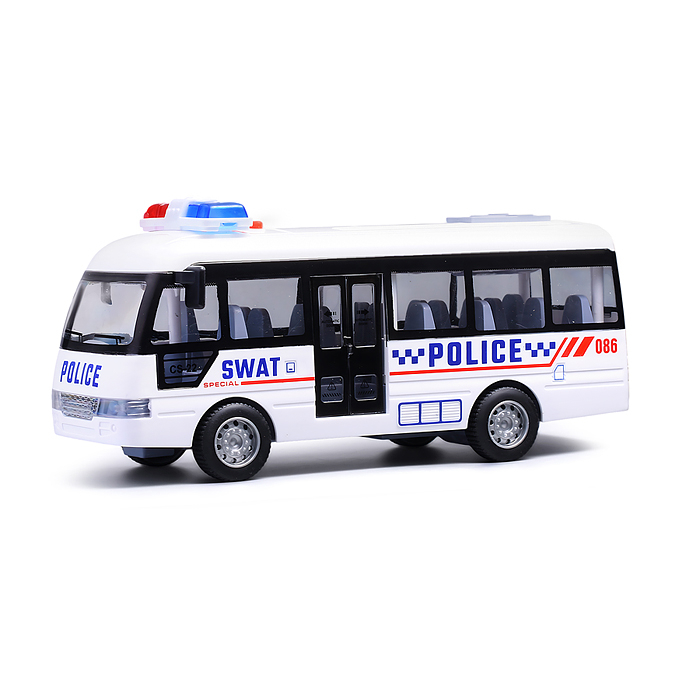 Машина YM-9906F "Полицейский автобус" на батарейках, в коробке