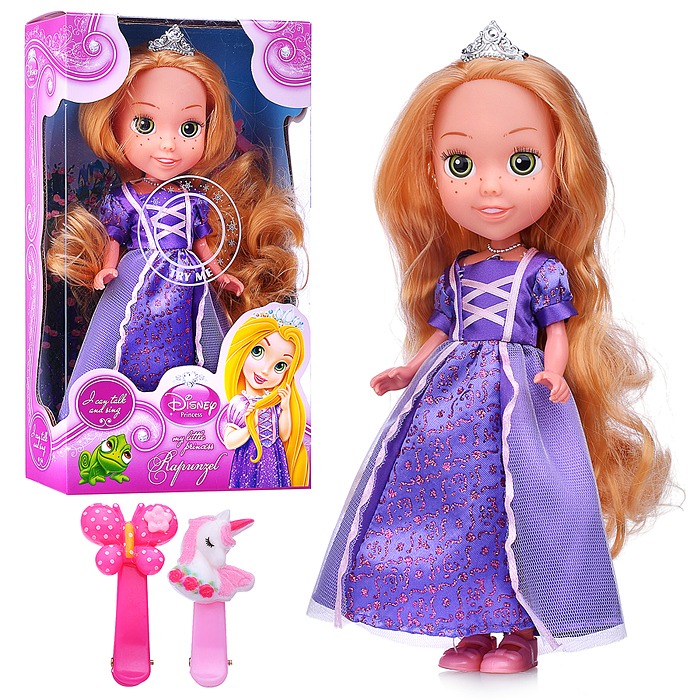 Кукла 25 см озвуч, Рапунцель, свет (амулет, руки и ноги сгиб, акс)
