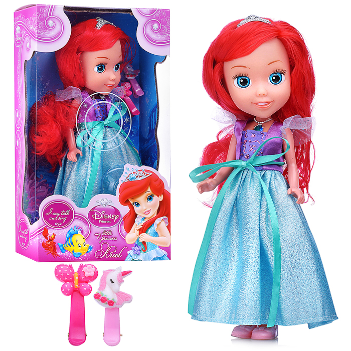 Кукла 25 см озвуч, Ариэль, свет (амулет, рук и ноги сгиб, акс)