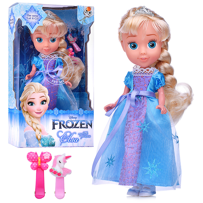 Кукла 25 см озвуч, Эльза, свет (амулет, руки и ноги сгиб, акс.)