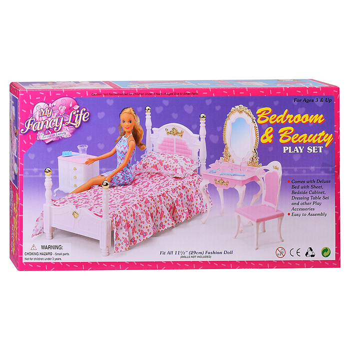 Фото к товару Набор мебели для кукол 2319 "Спальня" в коробке Набор мебели для кукол 2319 "Спальня" в коробке