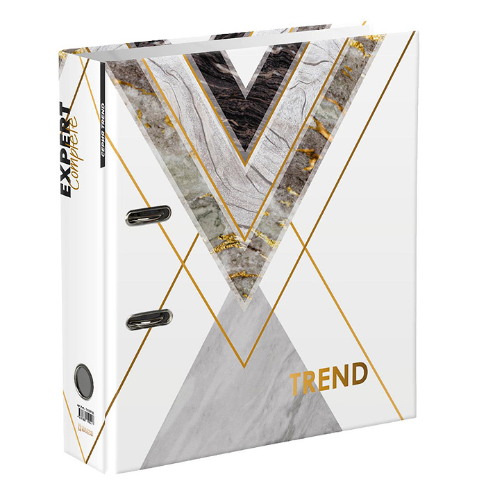 Регистратор с ламинированной обложкой "Wood&Stone" 75 мм Trend A4 арочный механизм, мрамор