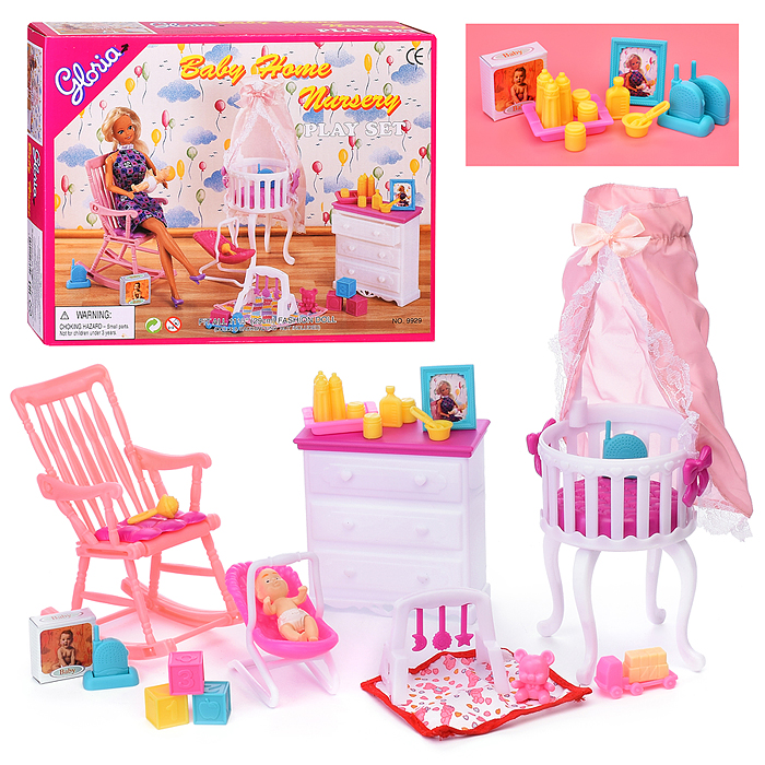 Набор мебели для кукол 9929 "Детская комната" в коробке Набор мебели для кукол 9929 "Детская комната" в коробке