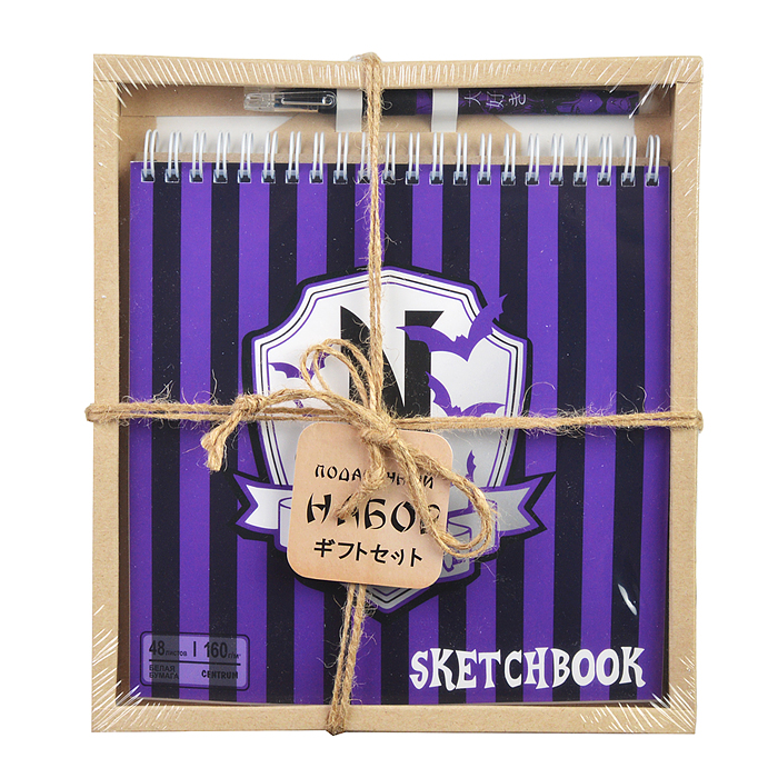 Набор. Скетчбук "Вэнсдэй-2" 48 листов, жесткая подложка на гребне, блок 160 г/м2 без печати, раз Набор. Скетчбук "Вэнсдэй-2" 48 листов, жесткая подложка на гребне, блок 160 г/м2 без печати, раз