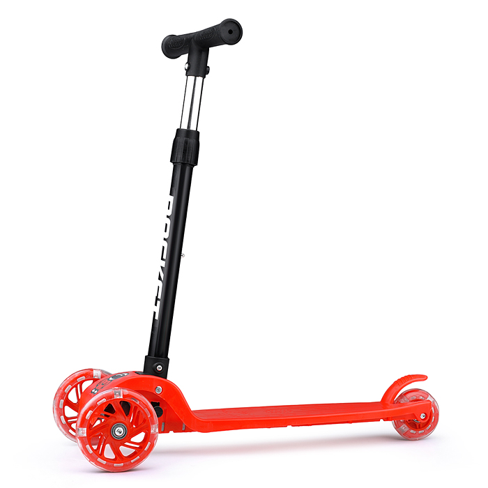 Самокат трёхколёсный ROCKET колёса световые PU, цвет красный 