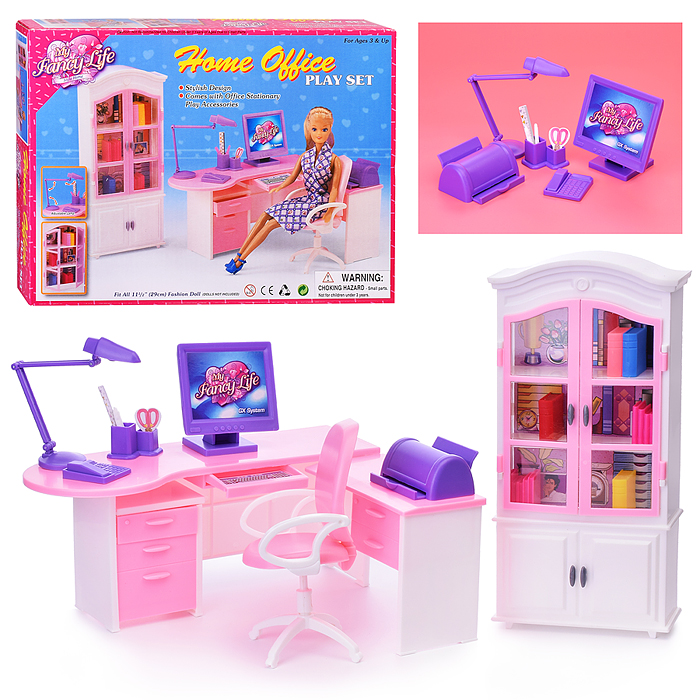 Набор мебели для кукол 24018 "Рабочий кабинет" в коробке 