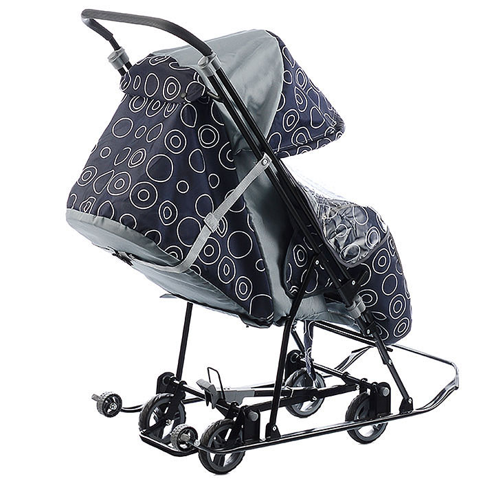 Фото к товару Санки-коляска Снежинка универсал-1 (круги на черном) Санки-коляска Снежинка универсал-1 (круги на черном)