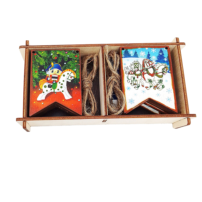 Фото к товару Набор "Новогодние флажки" (дерево) (7х4,5 см) 12 дет. Набор "Новогодние флажки" (дерево) (7х4,5 см) 12 дет.